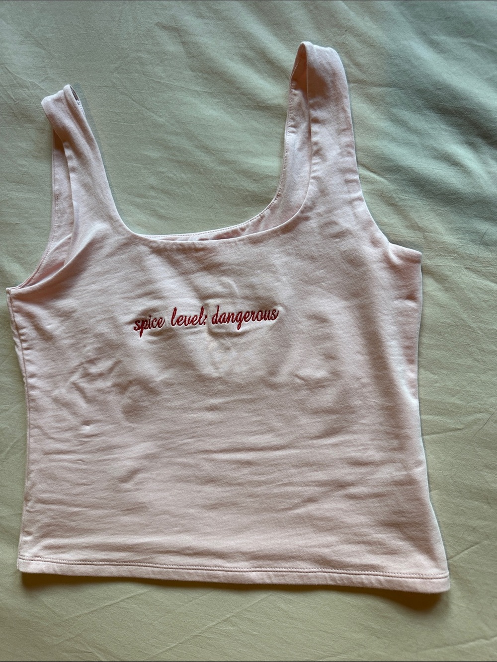 Old Navy Light Pink Scoop Neck Tank with Embroidered Text